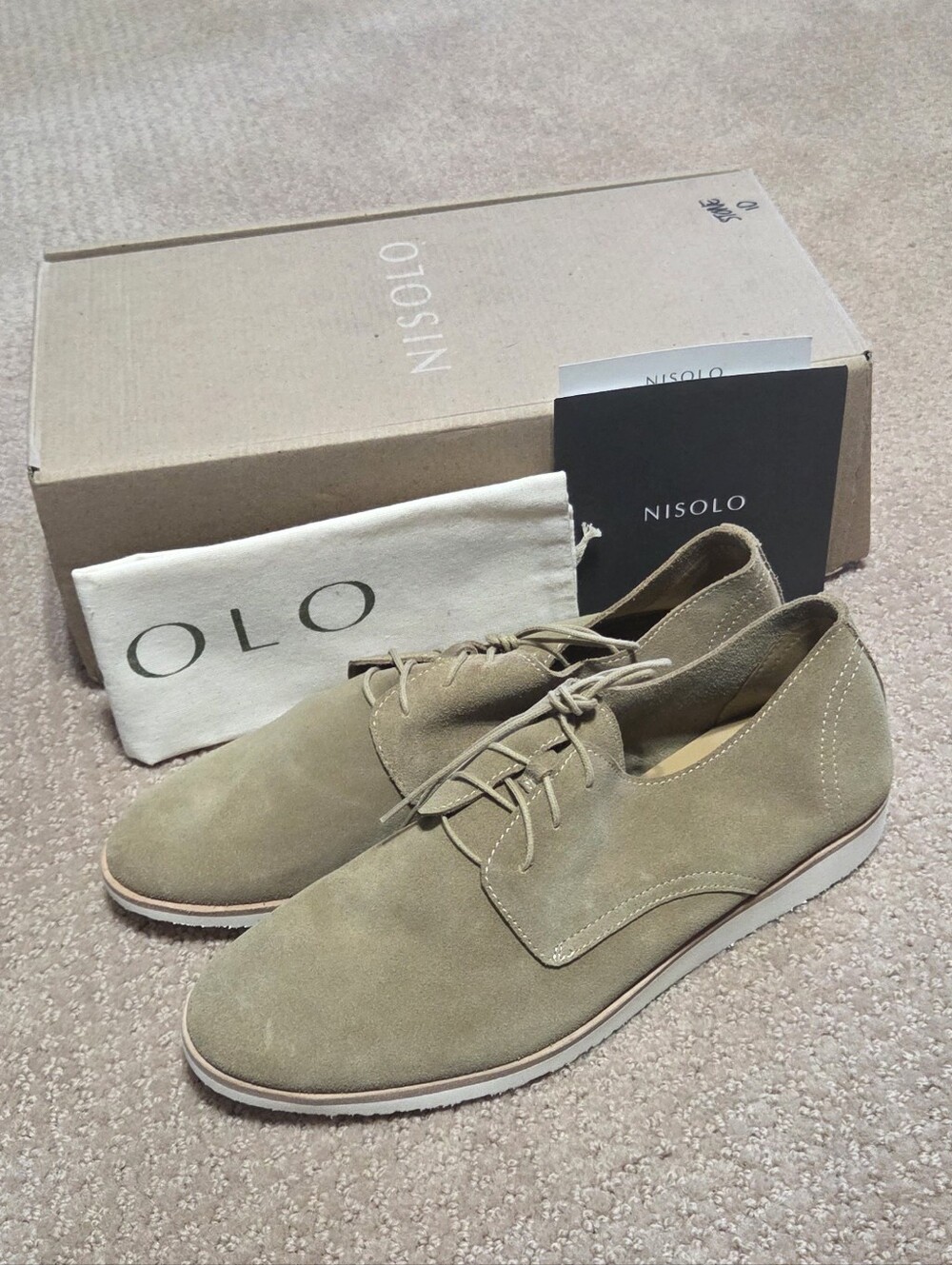 Nisolo Stone Sedona Ravel Derby Mens Shoes Size 10 New With Box Classic Career